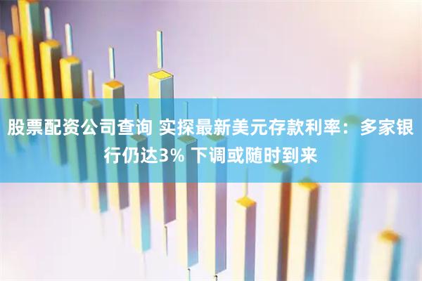 股票配资公司查询 实探最新美元存款利率：多家银行仍达3% 下调或随时到来